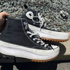 Unisex Converse Sz Men 9.5 Women 11 Platform Run Star Hike Hi Canvas Black/White